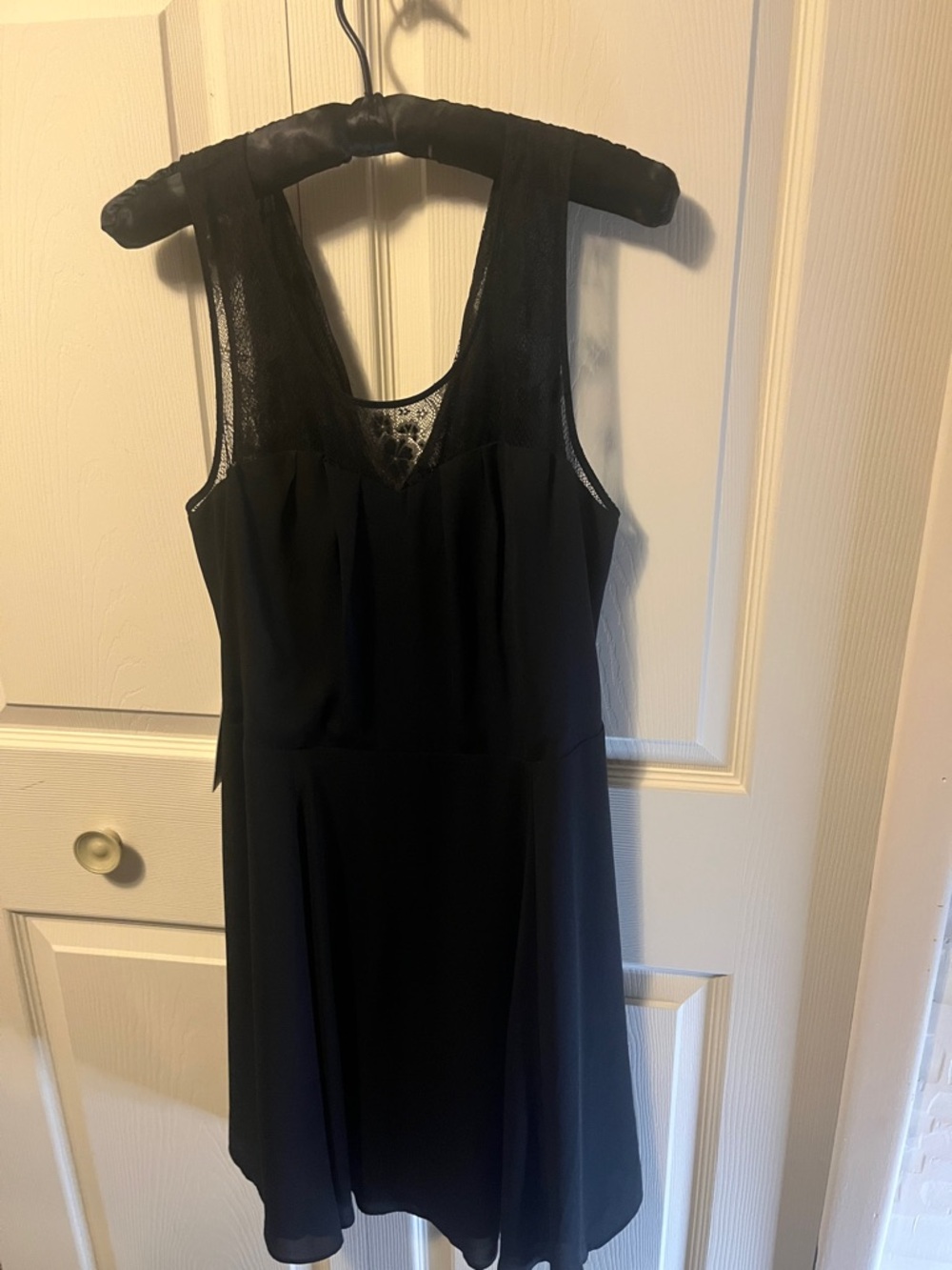 Express Black Lace-Trim Sleeveless Mini Dress